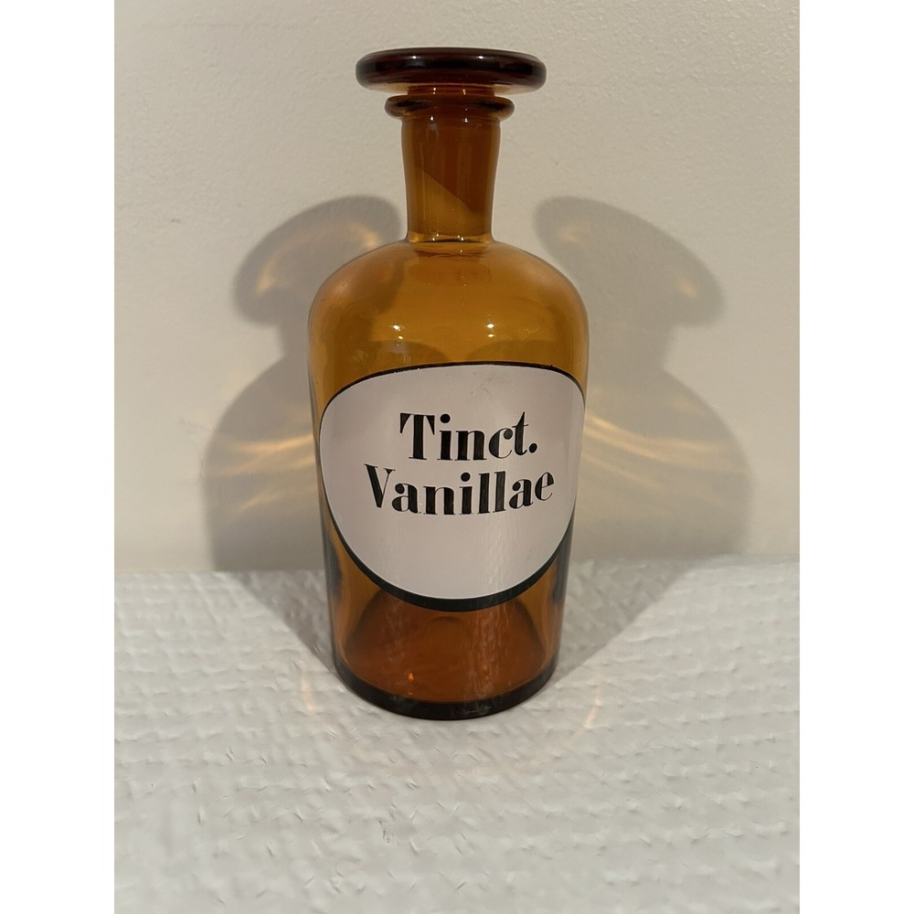 Bottle Pharmacy Glass Brown Apothecary Tinct. Vanillae‎ 7"